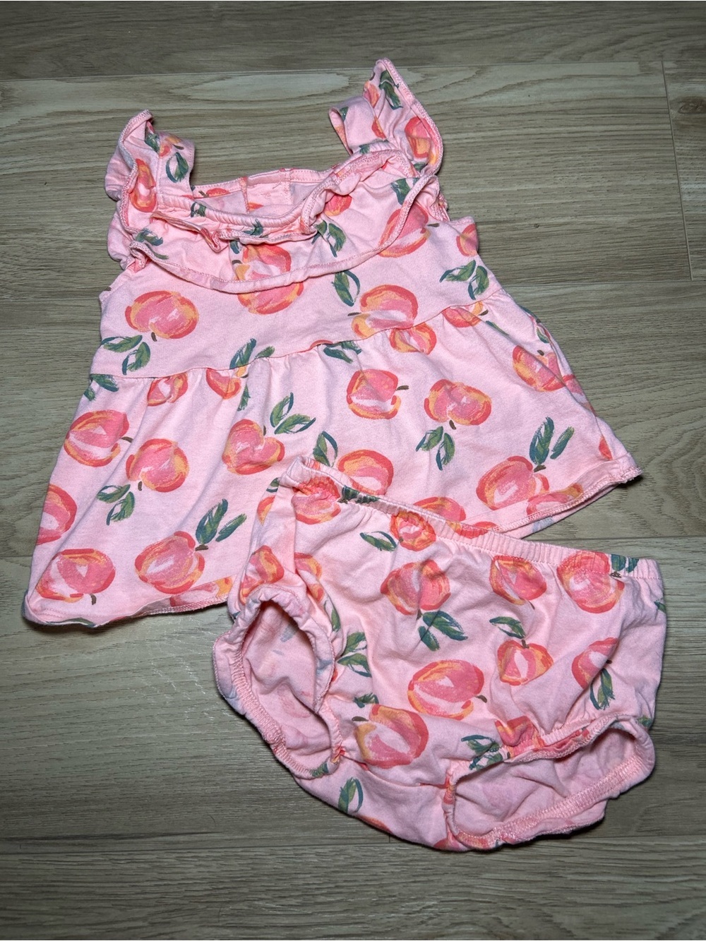 Carter's Peach Print Pink Two-Piece Dress and Bloomer Set